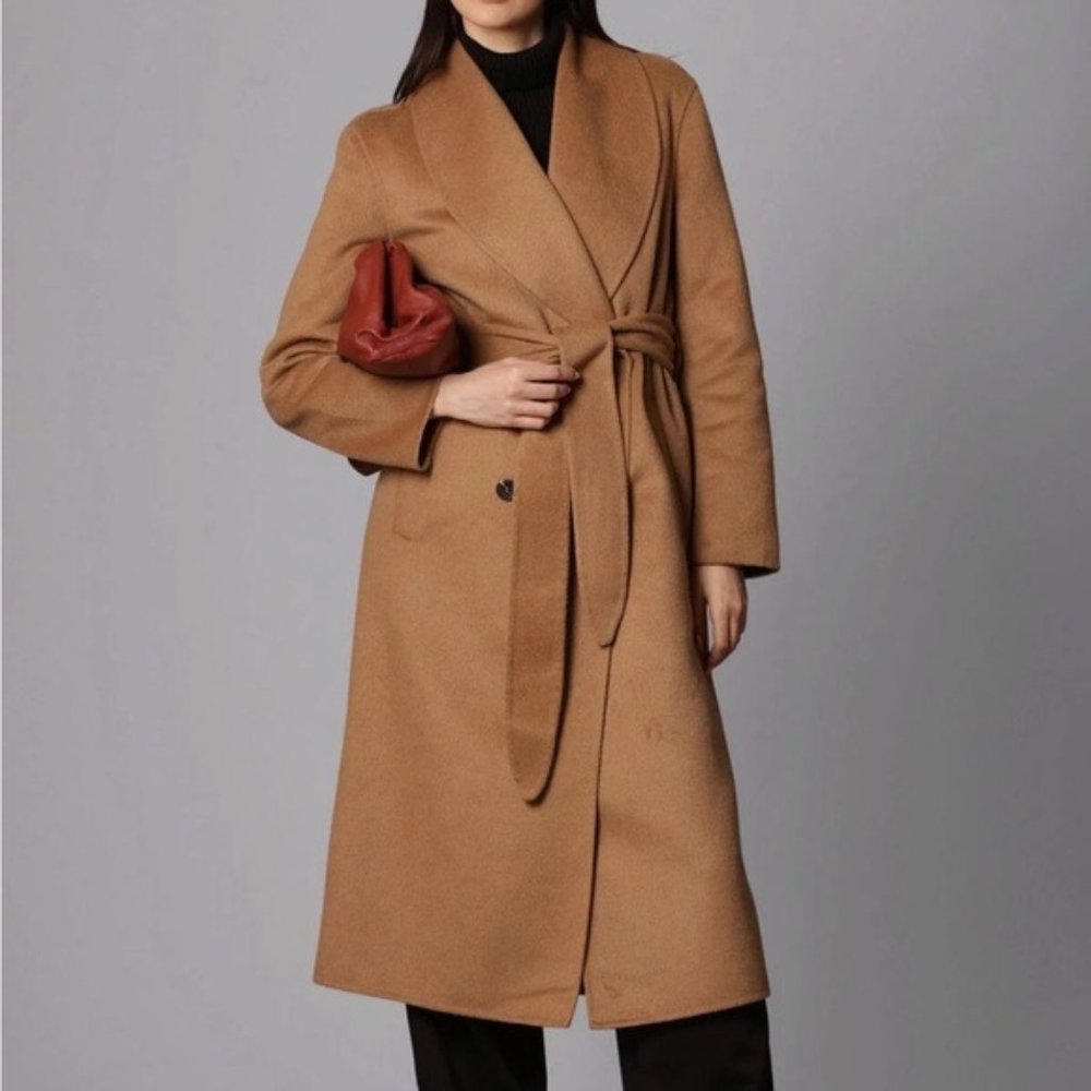 Avec Les Filles Double‎ Face Wrap Coat Camel NWT Size XL Shawl Collar Belted
